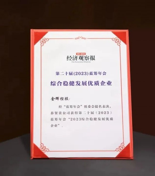 金輝控股榮獲藍(lán)籌年會穩(wěn)健發(fā)展大獎